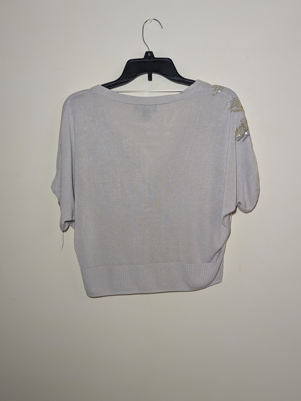 INC International Concepts Light Gray V-Neck Sweater with Embellishment - Picture 4 of 5